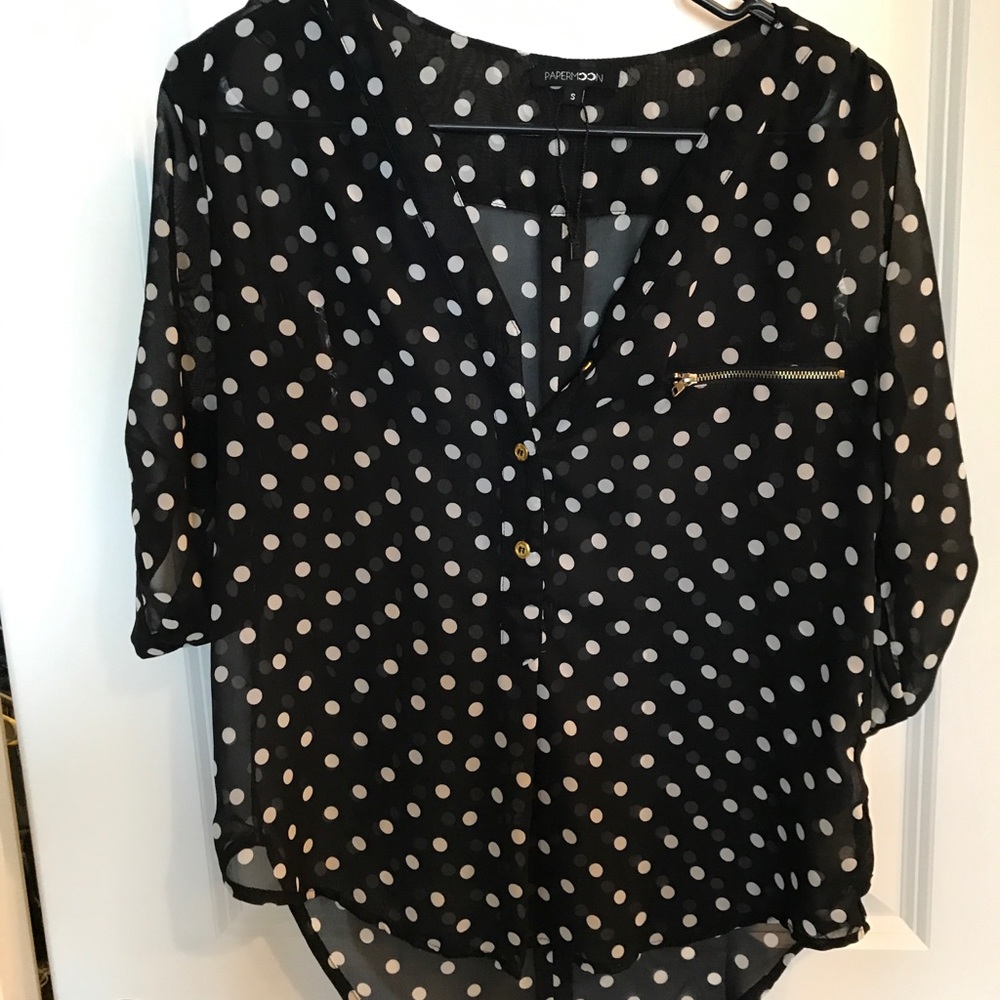 Black and white polka dot blouse
